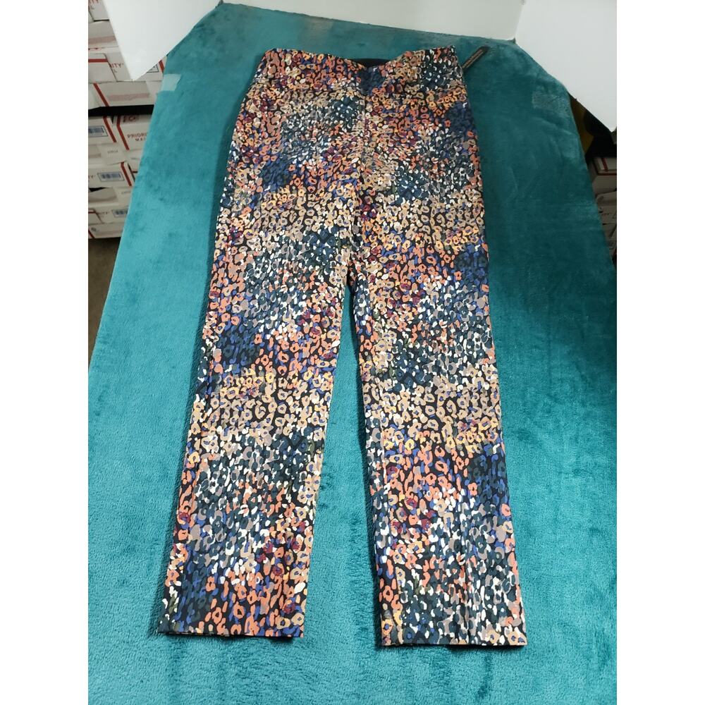 Renuar Pants Size 6 Multicolor Pull On Tummy Control Abstract Print Skinny NWT